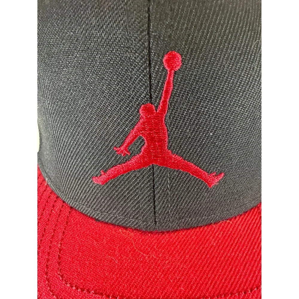 Jordan True Youth Snapback Hat Black Red Jumpman Logo Flat Brim Cap